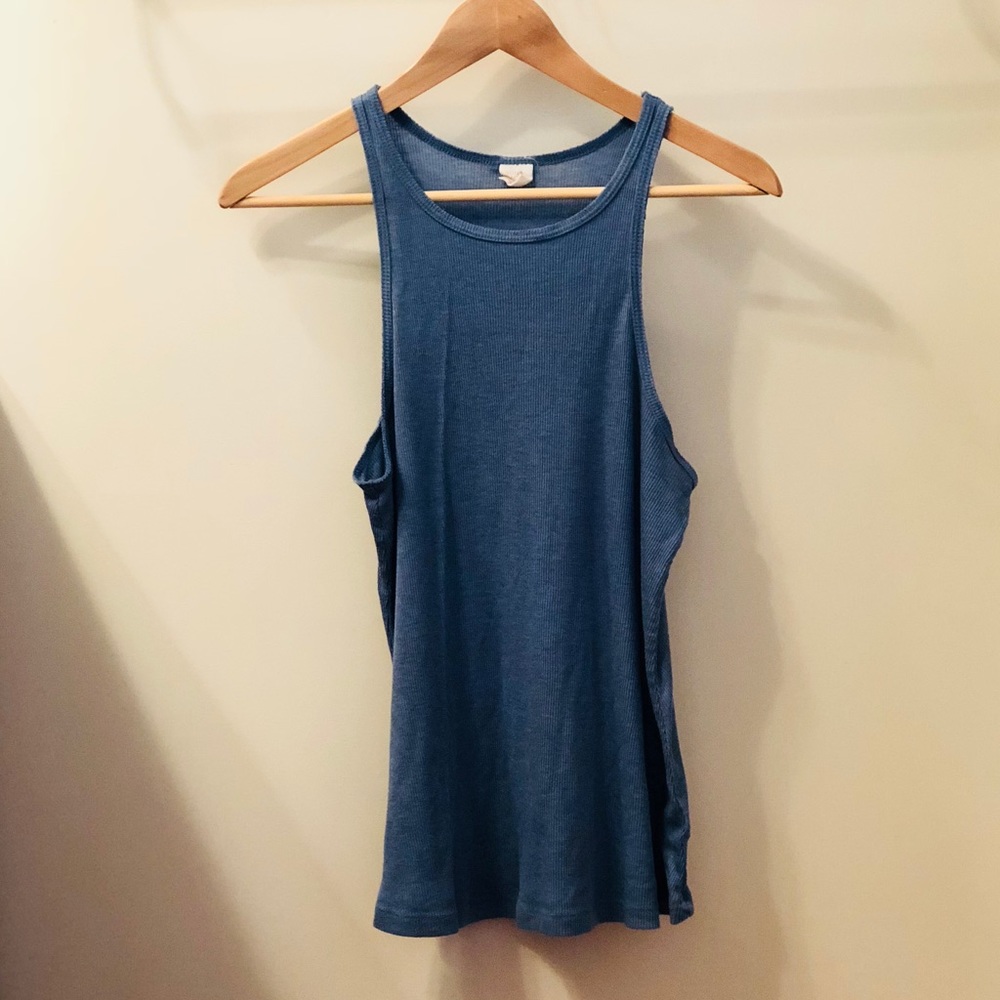 sun & shadow light blue tank. size m